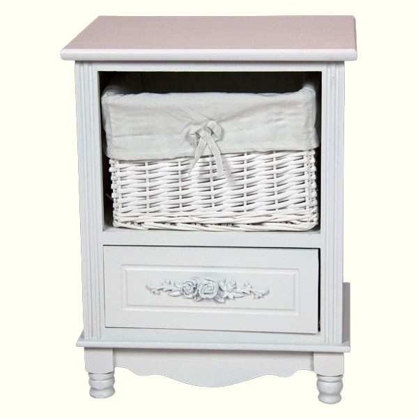 White Cabinet With 1 Drawer & 1 Basket